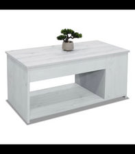 Mesa centro elevable acabado blanco polar, 46cm(alto) 102cm(ancho) 55cm(largo)