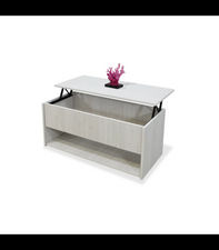 Mesa centro elevable acabado blanco polar, 50cm(alto) 108cm(ancho) 50cm(largo)