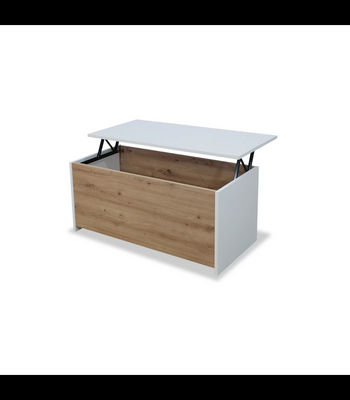 Mesa centro elevable baúl acabado blanco-artisan, 50cm(alto) 108cm(ancho)