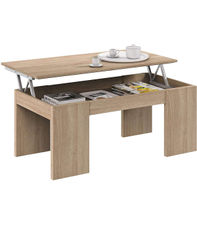 Mesa centro elevable Lijar en roble canadian 43-55 cm(alto)100 cm(ancho)50