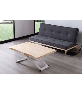 Mesa centro elevable Zoe tapa con forma acabado roble nordish/blanco, 120cm - Foto 2