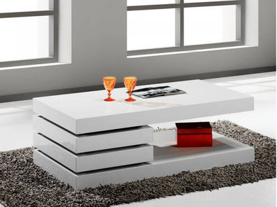 Mesa blanca de cristal templado grueso en color blanco y acabado brillo o  mate