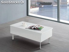 Mesa centro lacada blanco satinado, con tapa deslizante 110 x 55 x 32h. FLORNA