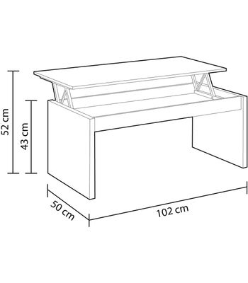 Mesa centro Lucar elevable en acabado blanco brillo 43/52 cm(alto)102 - Foto 4