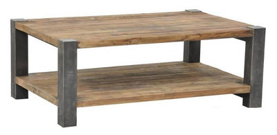 mesa centro madera patas gruesas hierro