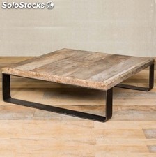 mesa centro pletina hierro madera industrial
