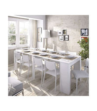 Mesa comedor Bailen multifuncion extensible en blanco brillo. 77