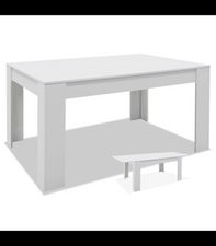 Mesa comedor Bass extensible acabado blanco mate, 77cm(alto) 140-200cm(ancho)