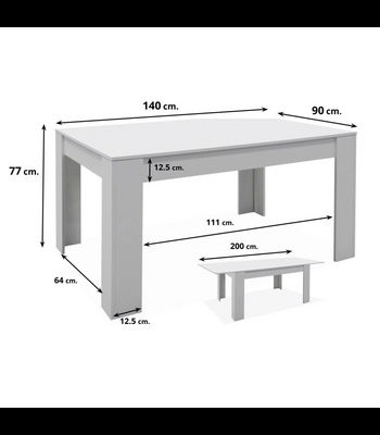 Mesa comedor Bass extensible acabado blanco mate, 77cm(alto) 140-200cm(ancho) - Foto 2