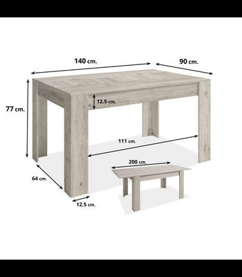 Mesa comedor Bass extensible acabado roble sahara, 77cm(alto) 140-200cm(ancho) - Foto 2