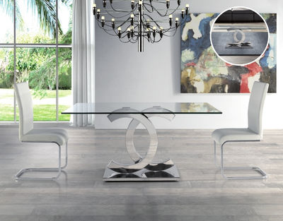 Mesa Comedor en Acero y Cristal Templado Modelo Chanel 160