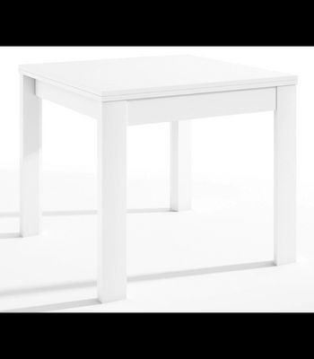 Mesa comedor extensible acabado blanco, 76 cm(alto)90-180 cm(ancho)90 cm(largo),