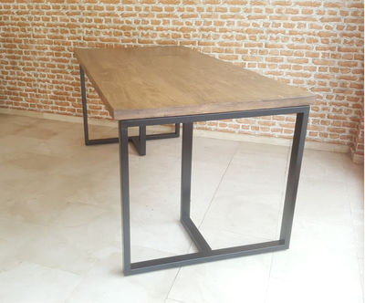 Mesa comedor industrial hierro y madera - Foto 2