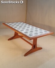 Mesa Comedor rectangular de madera tropical y cerámica española