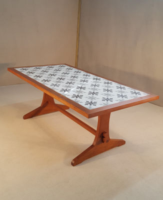 Mesa Comedor rectangular de madera tropical y cerámica española