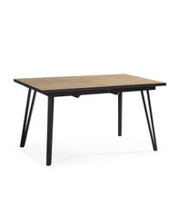 Mesa comedor rectangular extensible ALVARO acabado natural/negro, 77cm(alto)