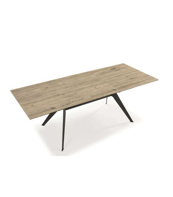 Mesa comedor rectangular extensible MANU tapa cerámica color madera patas metal - Foto 3