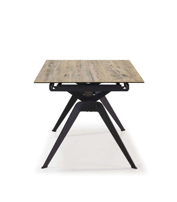 Mesa comedor rectangular extensible MANU tapa cerámica color madera patas metal - Foto 5
