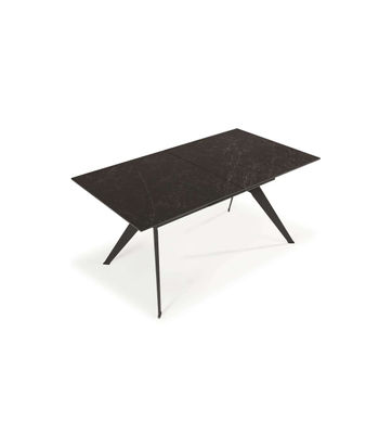 Mesa comedor rectangular extensible MANU tapa cerámico negro patas metal negro, - Foto 3