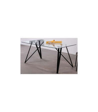 Mesa comedor rectangular Nala tapa cristal en acabado negro 76 cm(alto)160