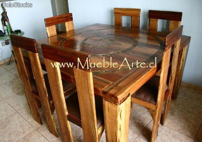 Mesa Comedor Rustica para 6 con Sillas