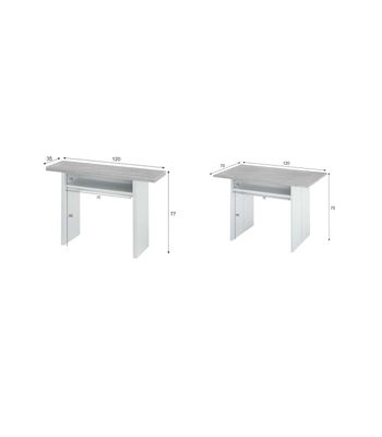 Mesa consola o cocina desplegable Gio en blanco Artik y gris Cemento 120 - Foto 2