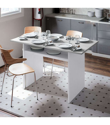 Mesa consola o cocina desplegable Gio en blanco Artik y gris Cemento 120 - Foto 4