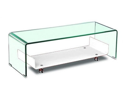 Mesa consola TV cristal curvado