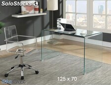 Mesa cristal curvado escritorio 125x70 cm Apol