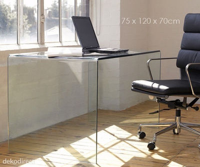 Mesa escritorio en cristal curvado
