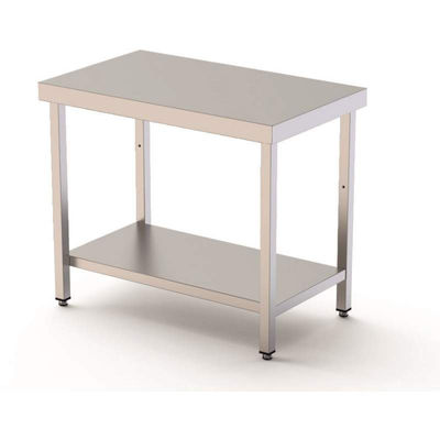 Mesa de acero inoxidable central con estante 1000x600x850h