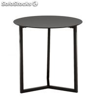 mesa de café com pés de aço epox- pintura. tabletop em vidro temperado preto.