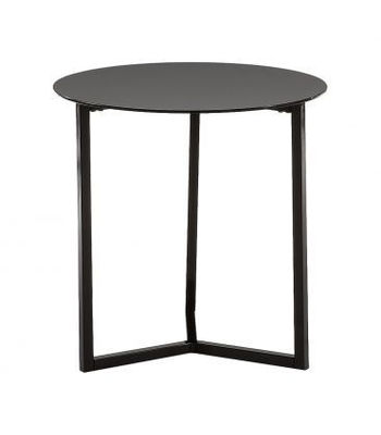 mesa de café com pés de aço epox- pintura. tabletop em vidro temperado preto.