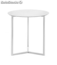 mesa de café com pés de aço epox- pintura. tabletop vidro temperado branco puro.