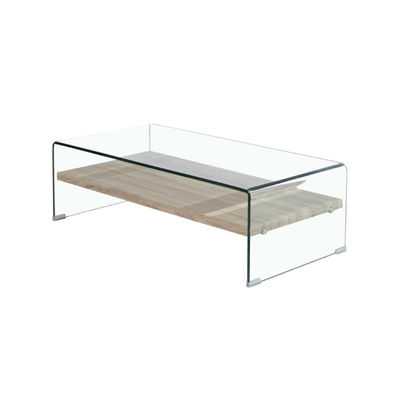 Mesa de centro de cristal con estante de madera 110x55 DG225