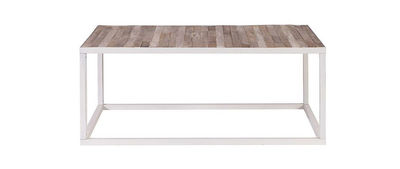 Mesa de centro madera y metal blanco 100 x 60 ROCHELLE - Foto 2