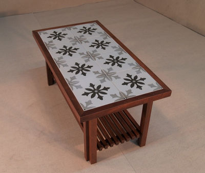 Mesa de centro rectangular madera tropical y baldosa española Modelo M- I I -232 - Foto 2