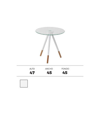 Mesa de centro redonda barata acabado blanco, 47cm(alto) 45cm(ancho) 45cm(largo) - Foto 2