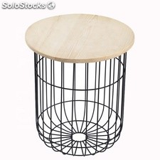 mesa de centro redonda de madeira natural com base em arame