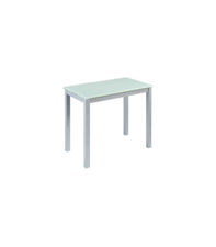 Mesa de cocina extensible Laia acabado cristal blanco, 95cm (largo) x 55/95cm