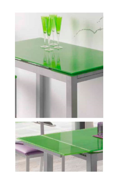 Mesa de cocina extensible Sintra cristal verde pistacho