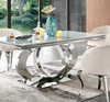 mesa comedor cristal acero