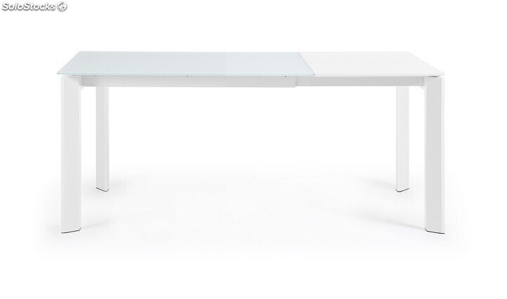 Mesa de comedor extensible aluminio blanco cristal blanco Lam 120-180x80 cm.