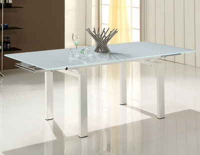 Mesa de comedor extensible en cristal blanco mod Icaro