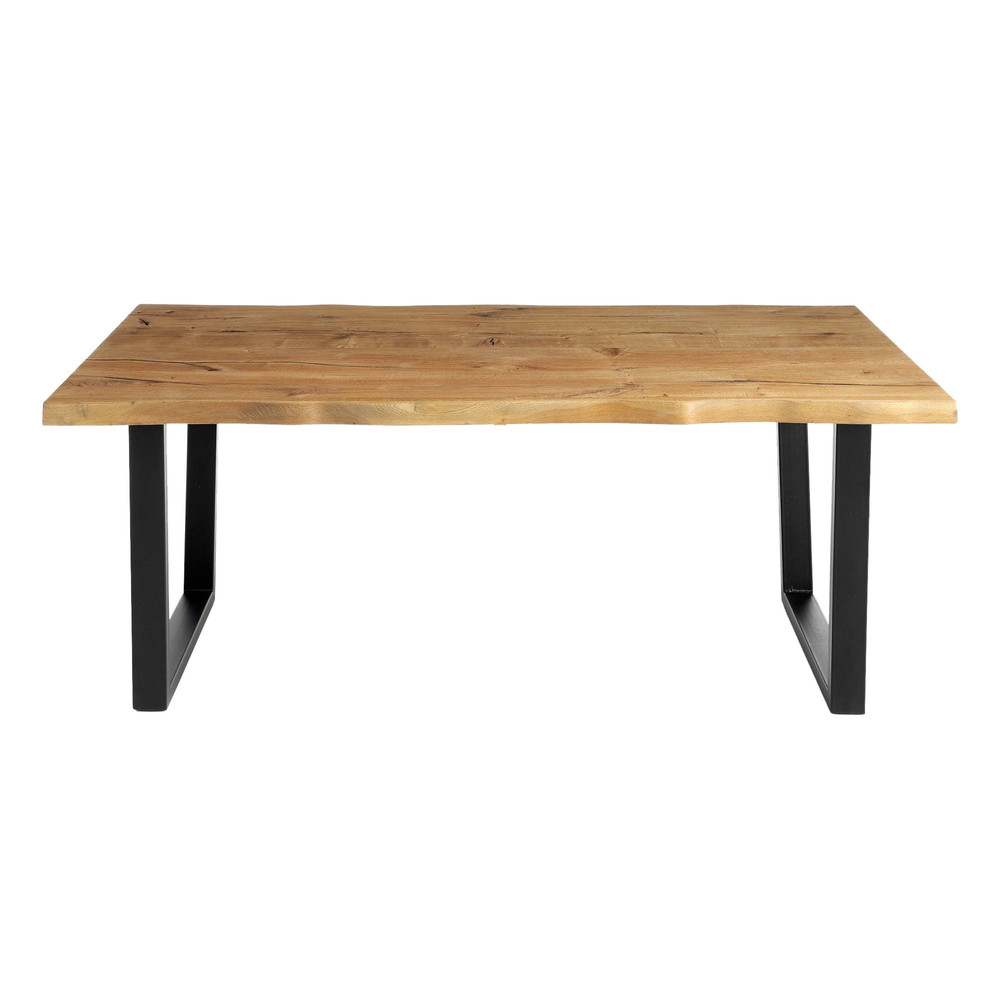 Mesa de comedor Montreal madera maciza acero negro 200x100 cm