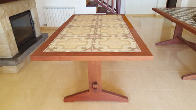 Mesa de comedor rectangular de madera tropical y cerámica española M-G-1 - Foto 2