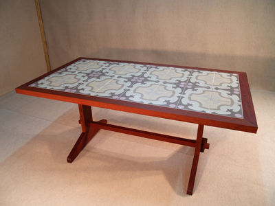Mesa de comedor rectangular de madera tropical y cerámica española M-G-1 - Foto 3