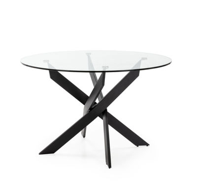 Mesa redonda extensible Milano roble acero negro 120-200 cm 