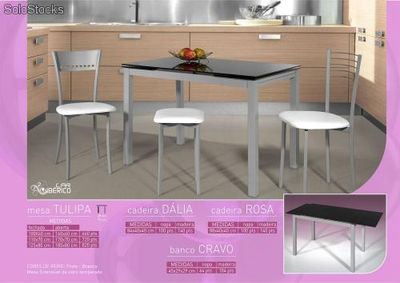 Mesa de Cozinha Extensivel de Vidro Temperado Mod.Tulipa