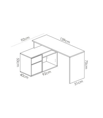 Mesa de despacho Santa Elena en blanco, 75 cm(alto)139 cm(ancho)50 cm(fondo) - Foto 4